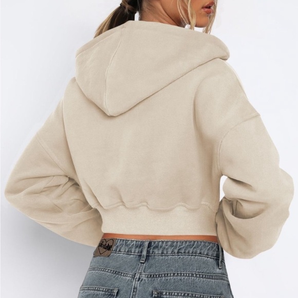 Zip Up Long Sleeve Hooded Cropped Jacket - Picture 11 of 15